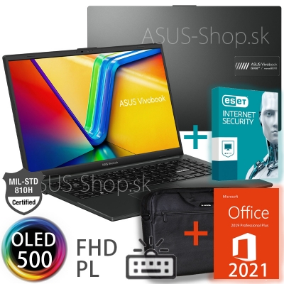 ASUS Vivobook Go 15 E1504FA FHD OLED R5-7520U 512GB SSD 8GB W11H čierny + myš