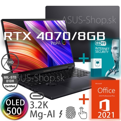ASUS ProArt StudioBook 16 H7604JI 3.2K dotyk i9-13980HX RTX4070/8G 4TB SSD 64GB W11Pro čierny