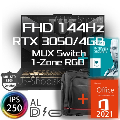 ASUS TUF F17 FX707ZC4 17.3 FHD i5-12500H RTX3050/4G 32GB 2TB SSD W11Pro šedý