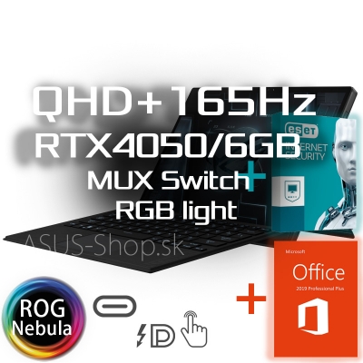 ASUS ROG Flow Z13 GZ301VU 13,4 QHD+ dotyk i9-13900H RTX4050/6G 16GB 1TB SSD W11Pro čierny