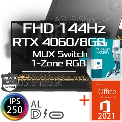 ASUS TUF F15 FX507ZV4 15.6 FHD i7-12700H RTX4060/8G 16GB 512GB SSD W11Pro šedý