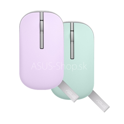 ASUS mouse Marshmallow MD100 - optická bezdrôtová myš fialová & zelená