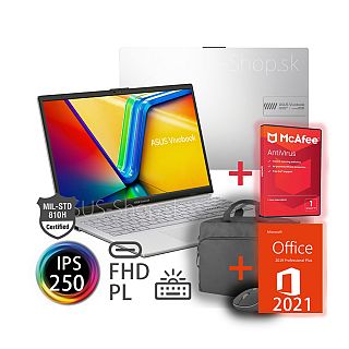 ASUS Vivobook Go 15 E1504FA FHD IPS R3-7320U Radeon 512GB SSD 8GB W11H strieborný + myš + darčeky