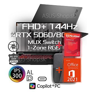 ASUS TUF Gaming A16 FA608UHI FHD+ R7-260 RTX5050/8G 16GB 512GB SSD W11Pro šedý bez adap + dva darčeky ASUS TUF Gaming A16 FA608UHI FHD+ R7-260 RTX5050/8G 16GB 512GB SSD W11Pro šedý bez adap + dva darčeky
