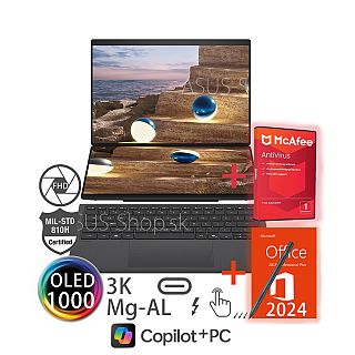 ASUS Zenbook DUO UX8407AA 14 3K dotyk Ultra X9-388H Arc™ 2TB 32GB W11Pro šedý