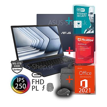 ASUS Expertbook B1 B1502CVA 15.6 FHD i5-1335U Intel Iris Xᵉ 512GB SSD 8GB FP W11Pro modrý + darček