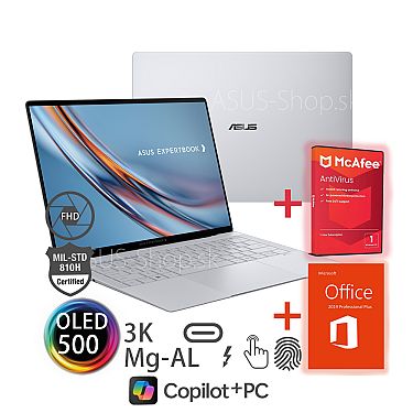 ASUS Expertbook Ultra OLED B9406CAA 14 3K dotyk Ultra X7-358H Arc™ 2TB SSD 64GB FP W11Pro 3R on-site šedý ASUS Expertbook Ultra OLED B9406CAA 14 3K dotyk Ultra X7-358H Arc™ 2TB SSD 64GB FP W11Pro 3R on-site šedý