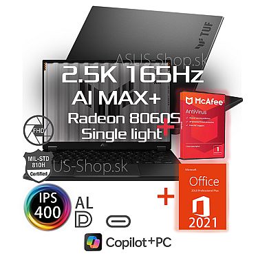 ASUS TUF Gaming A14 FA401EA 2.5K AI MAX+ 392 64GB 1TB SSD W11H šedý