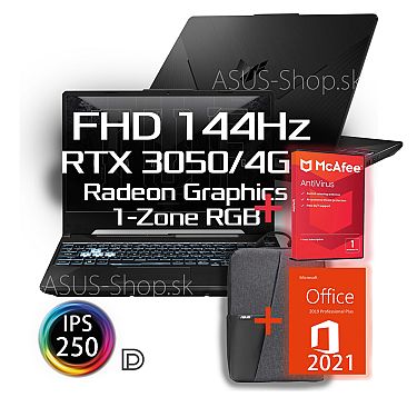 ASUS TUF Gaming A15 FA506NC 15.6 FHD R5-7535HS RTX3050/4G 16GB 1TB SSD W11Pro čierny + dva darčeky