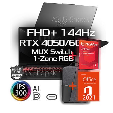 ASUS TUF Gaming A16 FA607NUQ 16 FHD+ R7-170 RTX4050/6G 16GB 1TB SSD W11H šedý + darčeky