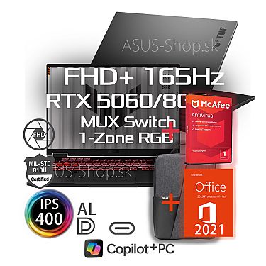 ASUS TUF Gaming A16 FA608UM FHD+ R7-260 RTX5060/8G 32GB 1TB SSD W11H šedý + dva darčeky ASUS TUF Gaming A16 FA608UM FHD+ R7-260 RTX5060/8G 32GB 1TB SSD W11H šedý + dva darčeky