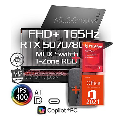 ASUS TUF Gaming A16 FA608UP FHD+ R7-260 RTX5070/8G 16GB 1TB SSD W11H šedý + dva darčeky ASUS TUF Gaming A16 FA608UP FHD+ R7-260 RTX5070/8G 16GB 1TB SSD W11H šedý + dva darčeky