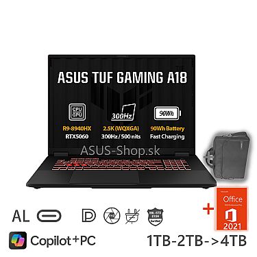 ASUS TUF Gaming A18 FA808PP 18 2.5K R9-8940HX RTX5070/8G 32GB 1TB SSD W11H šedý bez adap