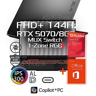 ASUS TUF Gaming A18 FA808UP 18 FHD+ R7-260 RTX5070/8G 16GB 1TB SSD W11H šedý ASUS TUF Gaming A18 FA808UP 18 FHD+ R7-260 RTX5070/8G 16GB 1TB SSD W11H šedý