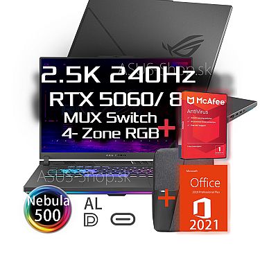 ASUS ROG Strix G16 G614PM 2.5K R9-8940HX RTX 5060/8G 32GB 1TB SSD W11Pro šedý