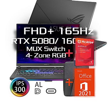 ASUS ROG Strix G16 G614PW FHD+ R9-8940HX RTX 5080/16G 32GB 1TB SSD W11Pro šedý ASUS ROG Strix G16 G614PW FHD+ R9-8940HX RTX 5080/16G 32GB 1TB SSD W11Pro šedý