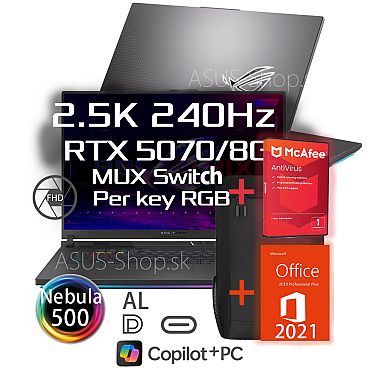 ASUS ROG Strix G18 G814FP 2.5K R9-9955HX RTX 5070/8G 32GB 1TB SSD W11H šedý