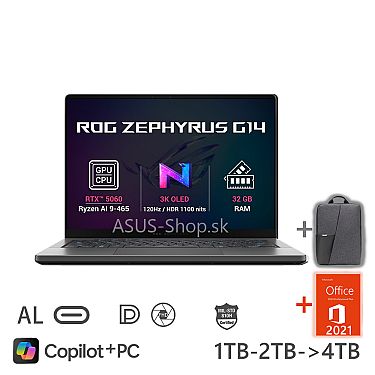 ASUS ROG Zephyrus G14 GA403GM 14 3K AI9-465 RTX5060/8G 32GB 1TB SSD W11H šedý ASUS ROG Zephyrus G14 GA403GM 14 3K AI9-465 RTX5060/8G 32GB 1TB SSD W11H šedý