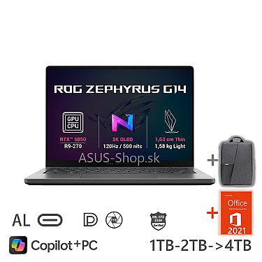 ASUS ROG Zephyrus G14 GA403UH 14 3K R9-270 RTX5050/8G 32GB 1TB SSD W11H tmavý ASUS ROG Zephyrus G14 GA403UH 14 3K R9-270 RTX5050/8G 32GB 1TB SSD W11H tmavý