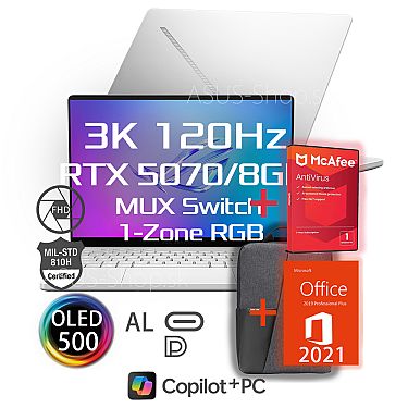 ASUS ROG Zephyrus G14 GA403WP 14 3K AI9-HX370 RTX5070/8G 32GB 1TB SSD W11Pro biely ASUS ROG Zephyrus G14 GA403WP 14 3K AI9-HX370 RTX5070/8G 32GB 1TB SSD W11Pro biely