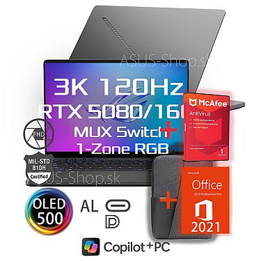 ASUS ROG Zephyrus G14 GA403WW 14 3K AI9-HX370 RTX5080/16G 32GB 1TB SSD W11Pro tmavý ASUS ROG Zephyrus G14 GA403WW 14 3K AI9-HX370 RTX5080/16G 32GB 1TB SSD W11Pro tmavý