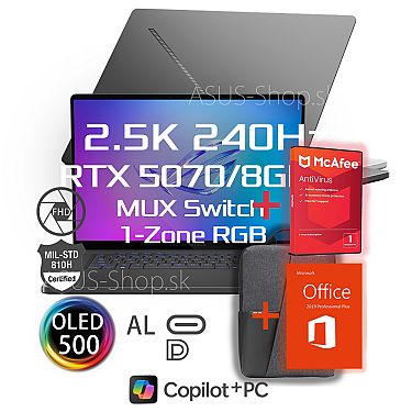ASUS ROG Zephyrus G16 GU605CP 2.5K Ultra 9-285H RTX5070/8G 32GB 1TB SSD W11Pro šedý ASUS ROG Zephyrus G16 GU605CP 2.5K Ultra 9-285H RTX5070/8G 32GB 1TB SSD W11Pro šedý