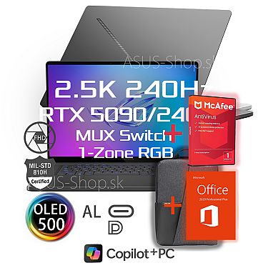 ASUS ROG Zephyrus G16 GU605CX 2.5K Ultra 9-285H RTX5090/24G 64GB 2TB SSD W11Pro šedý ASUS ROG Zephyrus G16 GU605CX 2.5K Ultra 9-285H RTX5090/24G 64GB 2TB SSD W11Pro šedý