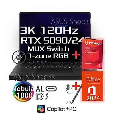 ASUS ROG Zephyrus Duo 16 GX651AX 3K dotyk Ultra 9-386H RTX5090/24G 64GB 4TB SSD W11Pro šedý 