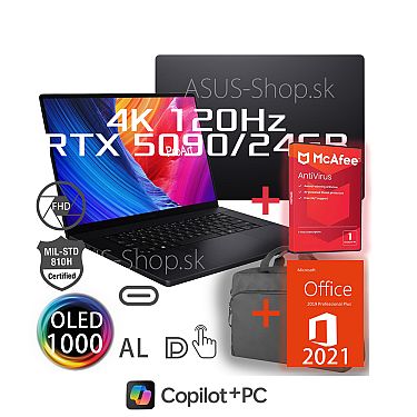 ASUS ProArt P16 OLED H7606WX 4K dotyk AI9-HX370 RTX5090/24G 2TB SSD 64GB W11Pro čierny