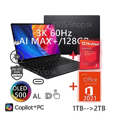ASUS ProArt PX13 HN7306EA OLED 13,3 3K dotyk AI MAX+ 395 128GB 1TB SSD W11Pro čierny bez adap ASUS ProArt PX13 HN7306EA OLED 13,3 3K dotyk AI MAX+ 395 128GB 1TB SSD W11Pro čierny bez adap