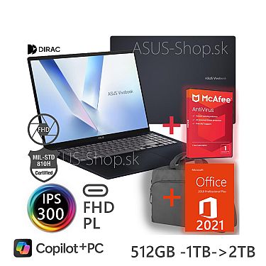ASUS Vivobook 16 M1607KA FHD+ AI5-330 512GB SSD 16GB W11Pro modrý