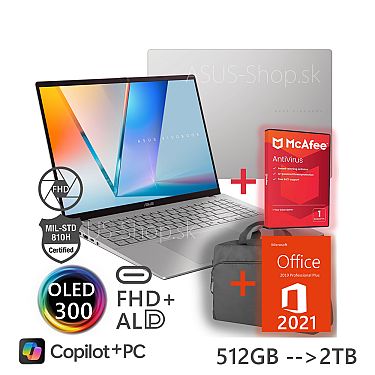 ASUS Vivobook S16 OLED M3607GA FHD+ AI7-445 R840M 512GB SSD 32GB W11Pro strieborný ASUS Vivobook S16 OLED M3607GA FHD+ AI7-445 R840M 512GB SSD 32GB W11Pro strieborný