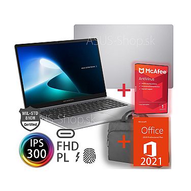 ASUS ExpertBook P1 P1503CVA 15.6 FHD IPS Core 7-240H 1TB SSD 32GB FP W11Pro šedý + dva darčeky ASUS ExpertBook P1 P1503CVA 15.6 FHD IPS Core 7-240H 1TB SSD 32GB FP W11Pro šedý + dva darčeky