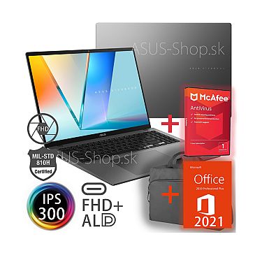 ASUS Vivobook S16 S3607VA FHD+ IPS Core 5-210H UHD 1TB SSD 16GB W11H šedý + darčeky ASUS Vivobook S16 S3607VA FHD+ IPS Core 5-210H UHD 1TB SSD 16GB W11H šedý + darčeky