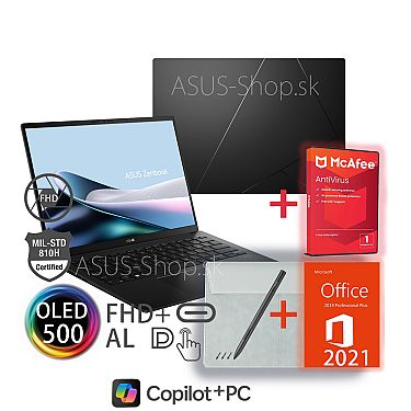 ASUS Zenbook 14 OLED UM3406KA FHD+ dotyk AI5-340 R840M 1TB SSD 32GB Win11H čierny