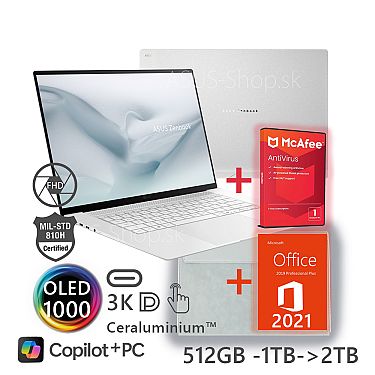 ASUS Zenbook S16 OLED UM5606GA 3K dotyk AI7-445 R840M 1TB SSD 32GB Win11H biely ASUS Zenbook S16 OLED UM5606GA 3K dotyk AI7-445 R840M 1TB SSD 32GB Win11H biely