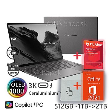 ASUS Zenbook S14 OLED UX5406AA 14 3K dotyk Ultra 9-386H Arc™ 1TB SSD 32GB Win11Pro šedý bez adap ASUS Zenbook S14 OLED UX5406AA 14 3K dotyk Ultra 9-386H Arc™ 1TB SSD 32GB Win11Pro šedý bez adap