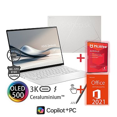 ASUS Zenbook S14 OLED UX5406SA 14 3K dotyk Ultra 7-258V Arc™ 1TB SSD 32GB Win11Pro biely