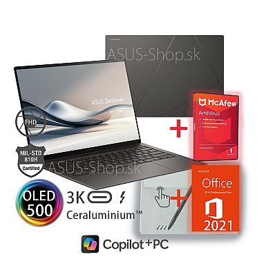 ASUS Zenbook S14 OLED UX5406SA 14 3K dotyk Ultra 7-258V Arc™ 512GB SSD 32GB Win11Pro šedý ASUS Zenbook S14 OLED UX5406SA 14 3K dotyk Ultra 7-258V Arc™ 512GB SSD 32GB Win11Pro šedý