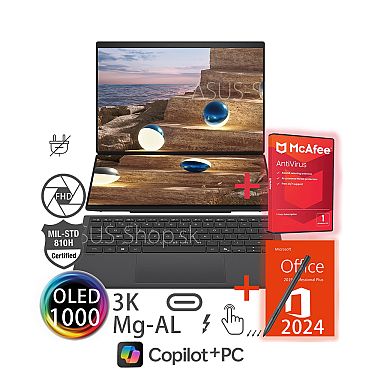 ASUS Zenbook DUO UX8407AA 14 3K dotyk Ultra X9-378H Arc™ 1TB 32GB W11H šedý bez adap ASUS Zenbook DUO UX8407AA 14 3K dotyk Ultra X9-378H Arc™ 1TB 32GB W11H šedý bez adap