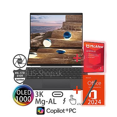 ASUS Zenbook DUO UX8407AA 14 3K dotyk Ultra X9 Arc™ 2TB 32GB W11Pro šedý ASUS Zenbook DUO UX8407AA 14 3K dotyk Ultra X9 Arc™ 2TB 32GB W11Pro šedý