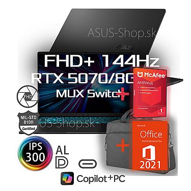 ASUS Vivobook V16 V3607VP FHD+ Core 7-240H RTX5070/8G 16GB 1TB SSD W11Pro čierny + darčeky