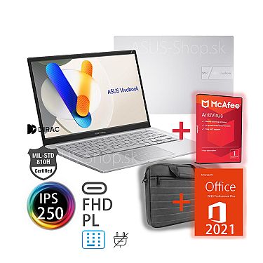 ASUS Vivobook 14 X1404VA FHD Core 3-100U 256GB SSD 8GB NMPD W11H strieborný bez adap
