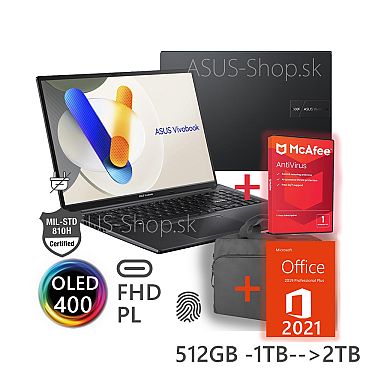 ASUS Vivobook 16 X1605VA OLED FHD+ Core 9-270H 512GB SSD 8GB FP W11Pro čierny bez adap + dva darčeky ASUS Vivobook 16 X1605VA OLED FHD+ Core 9-270H 512GB SSD 8GB FP W11Pro čierny bez adap + dva darčeky