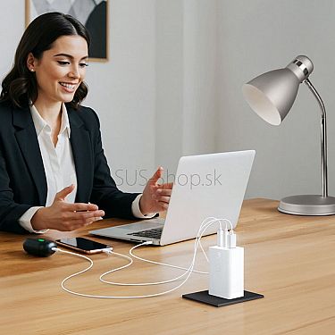ASUS orig. univer. adaptér pre notebook 2x USB-C 1x USB-A GaN 100W biely