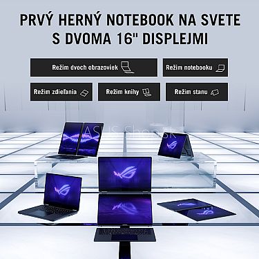 ASUS ROG Zephyrus Duo 16 GX651AX 3K dotyk Ultra 9-386H RTX5090/24G 64GB 2TB SSD W11Pro šedý