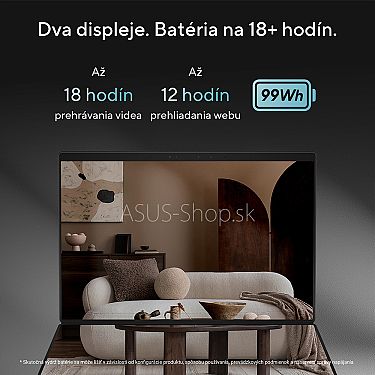 ASUS Zenbook DUO UX8407AA 14 3K dotyk Ultra X9 Arc™ 2TB 32GB W11Pro šedý