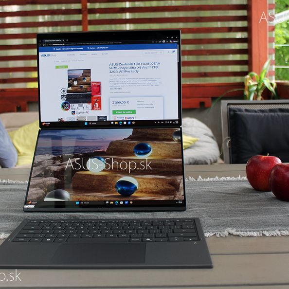 ASUS Zenbook DUO UX8407AA 14 3K dotyk Ultra X9-388H Arc™ 1TB 32GB W11H šedý bez adap