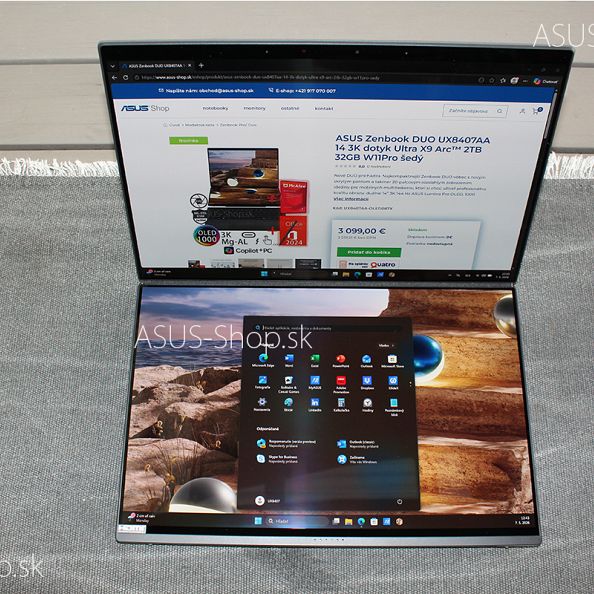 ASUS Zenbook DUO UX8407AA 14 3K dotyk Ultra X9-388H Arc™ 1TB 32GB W11H šedý bez adap