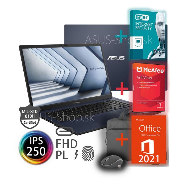 ASUS Expertbook B1 B1502CVA 15.6 FHD i5-1335U Intel Iris Xᵉ 512GB SSD 8GB FP W11Pro modrý + darček